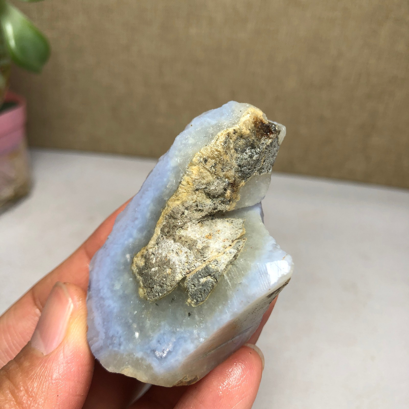 62-31-20mm Natural Blue chalcedony Crystal gemstone Rough Mineral Specimen A2162