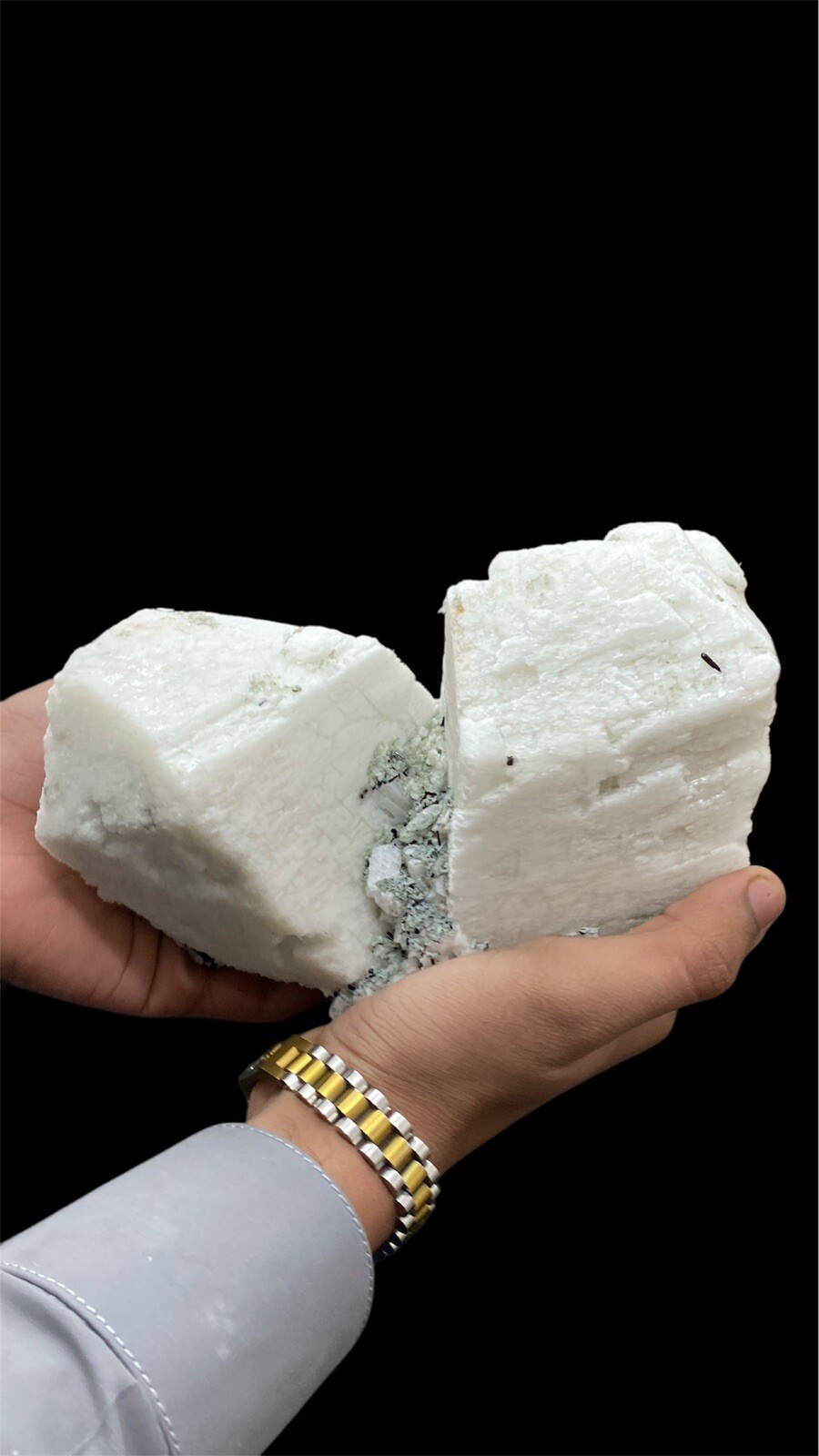 Connected Pair Of Feldspar Crystals with Schorl Tourmaline @ Pakistan-2250 grams