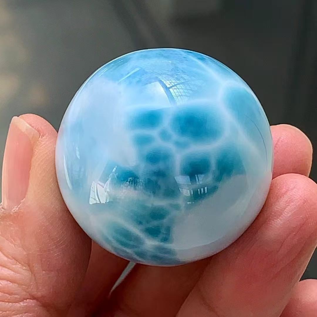 36mm Natural Larimar Gemstone sphere quartz polished ball Reiki energy