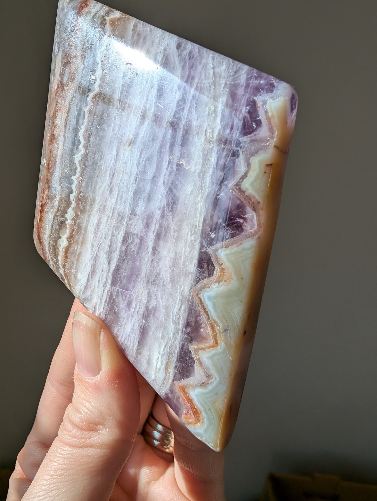 Amethyst Agate Carving Diamond Rhombus Crystal Gemstone Chakra Mineral