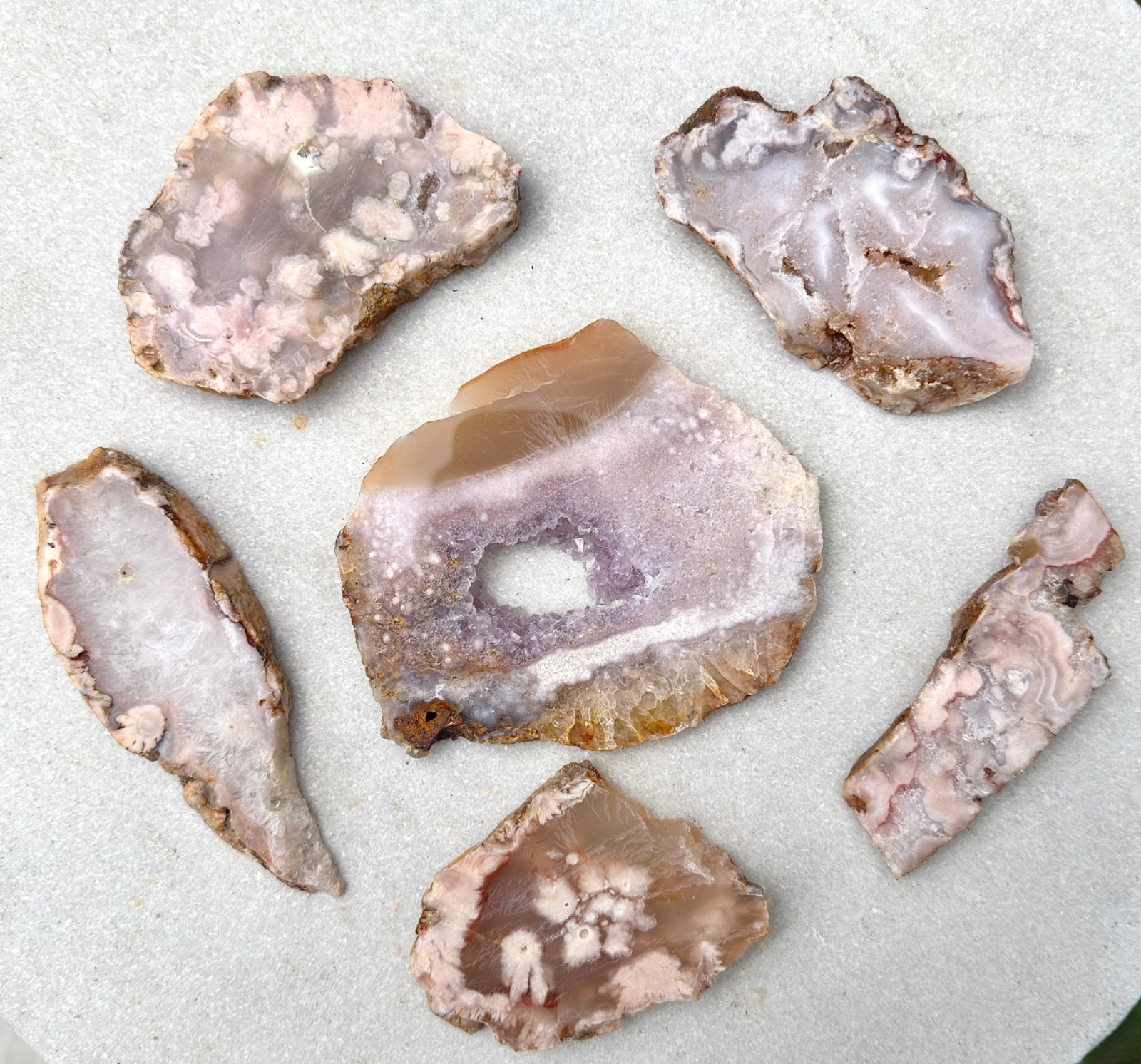 Wholesale Lot 2 Lbs Natural Pink Amethyst Flower Agate Slab Crystal