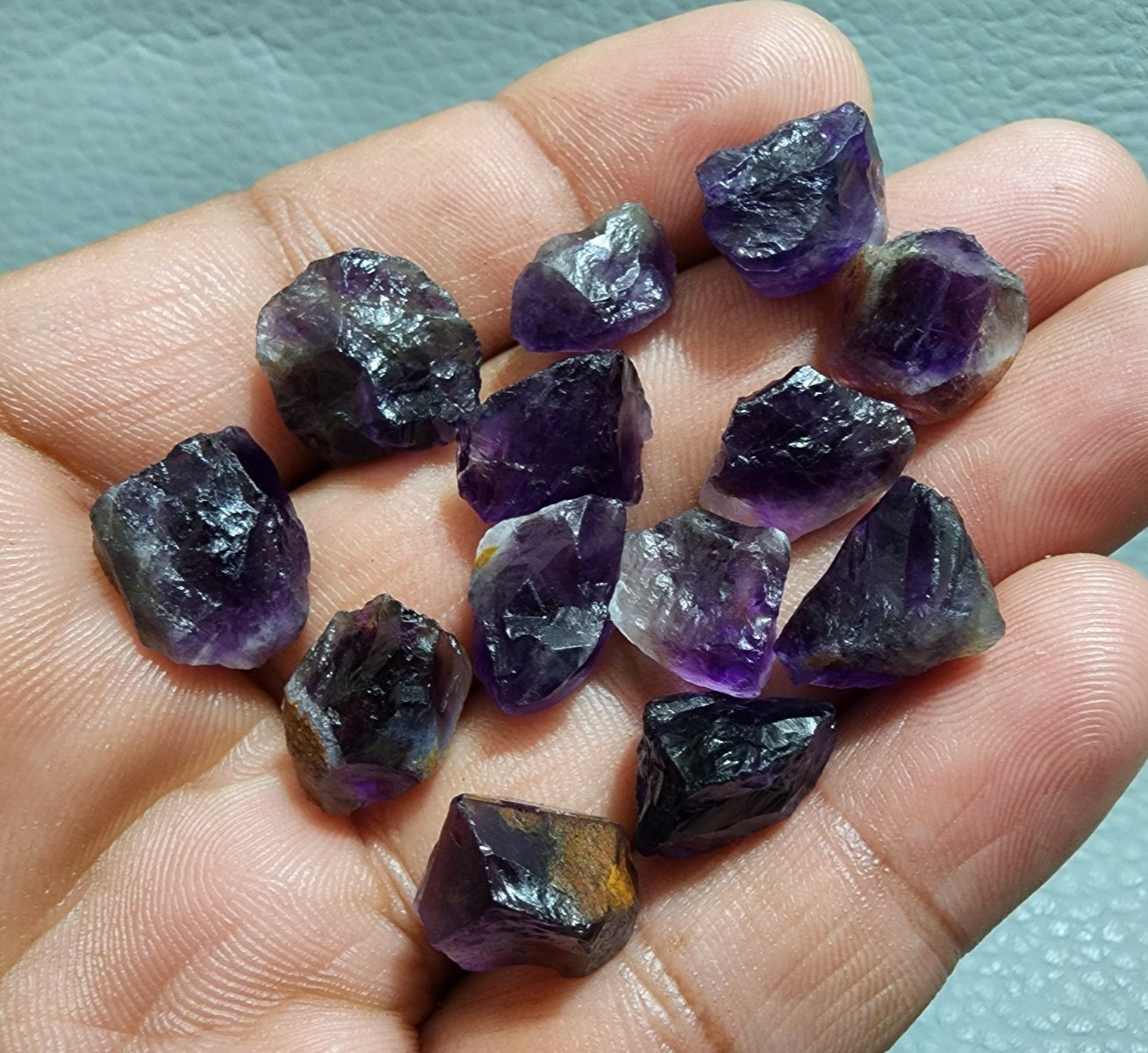 12 Pcs Glowing A+ Purple Amethyst Rough Gemstone Raw Size 13-15 MM Crystal Rough