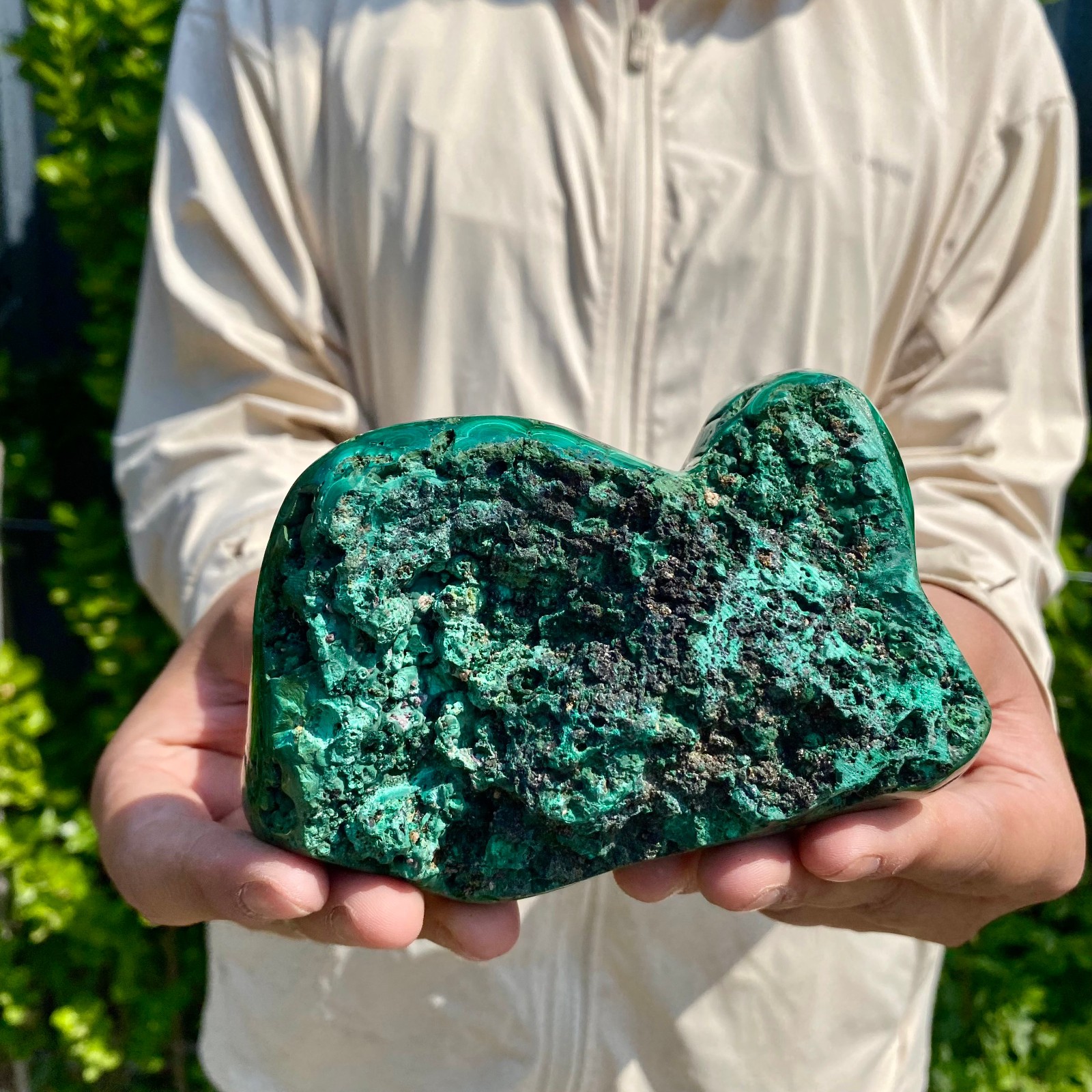 1.46LB Natural glossy Malachite transparent cluster rough mineral sample