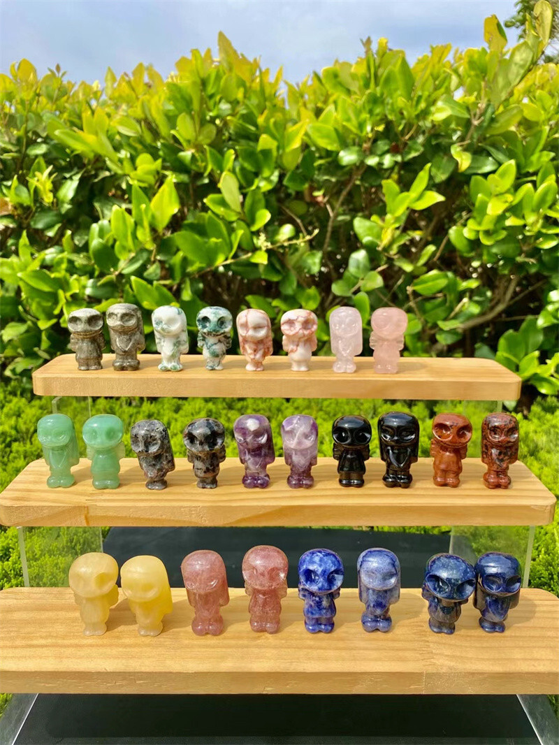 39mm Mix Natural Quartz skull Carved Quartz Crysta Skull Reiki Random Gift 4pc