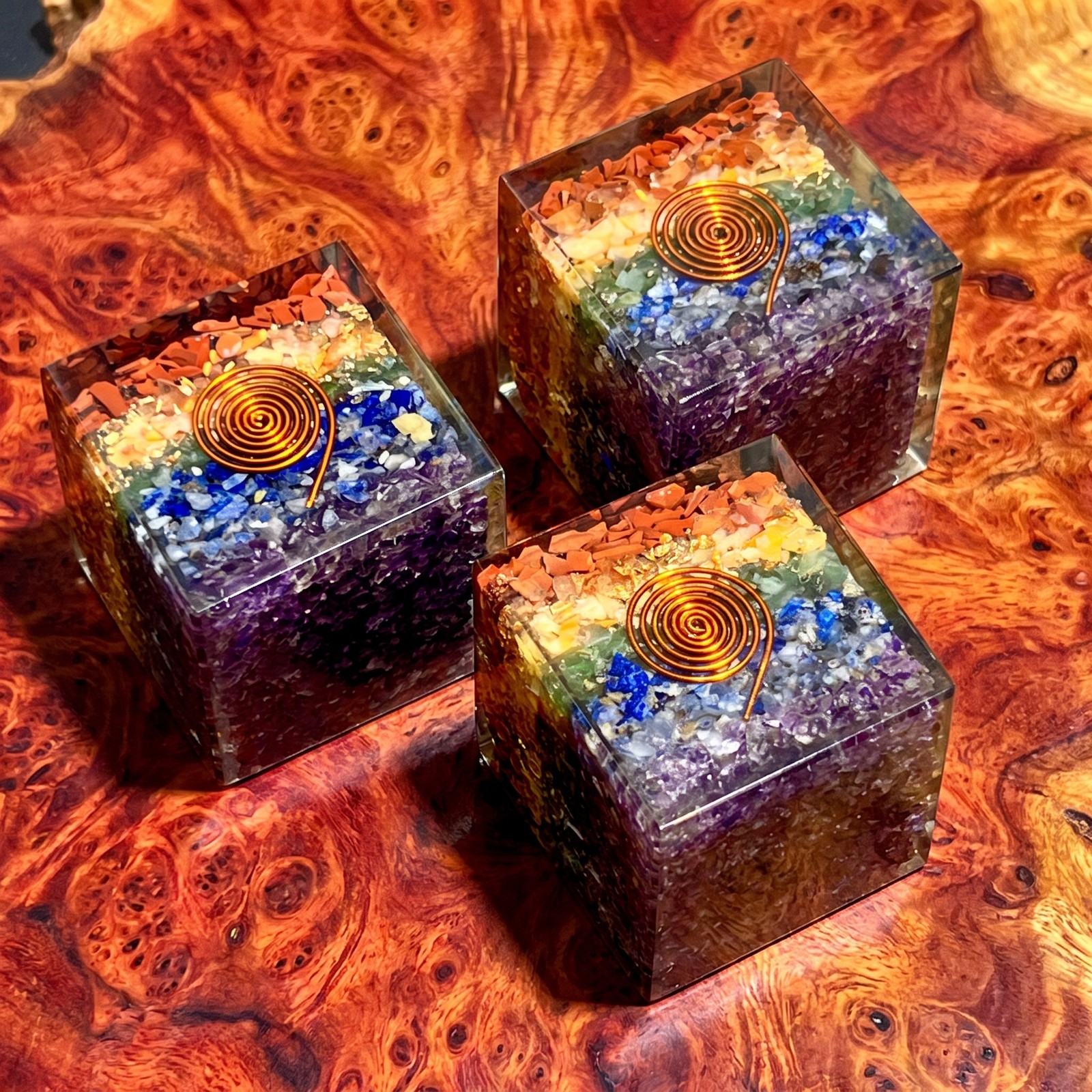 7 Chakras Stones And Crystals Resin Cube Gemstone Decor Wholesale Supply