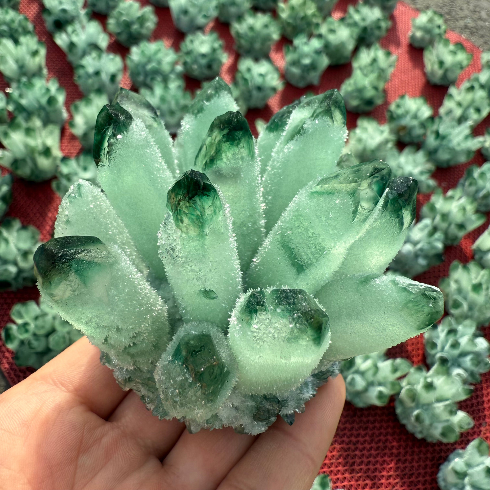 300g Natural Green crystal Quartz Cluster Crystal Mineral Healing Rock Stone