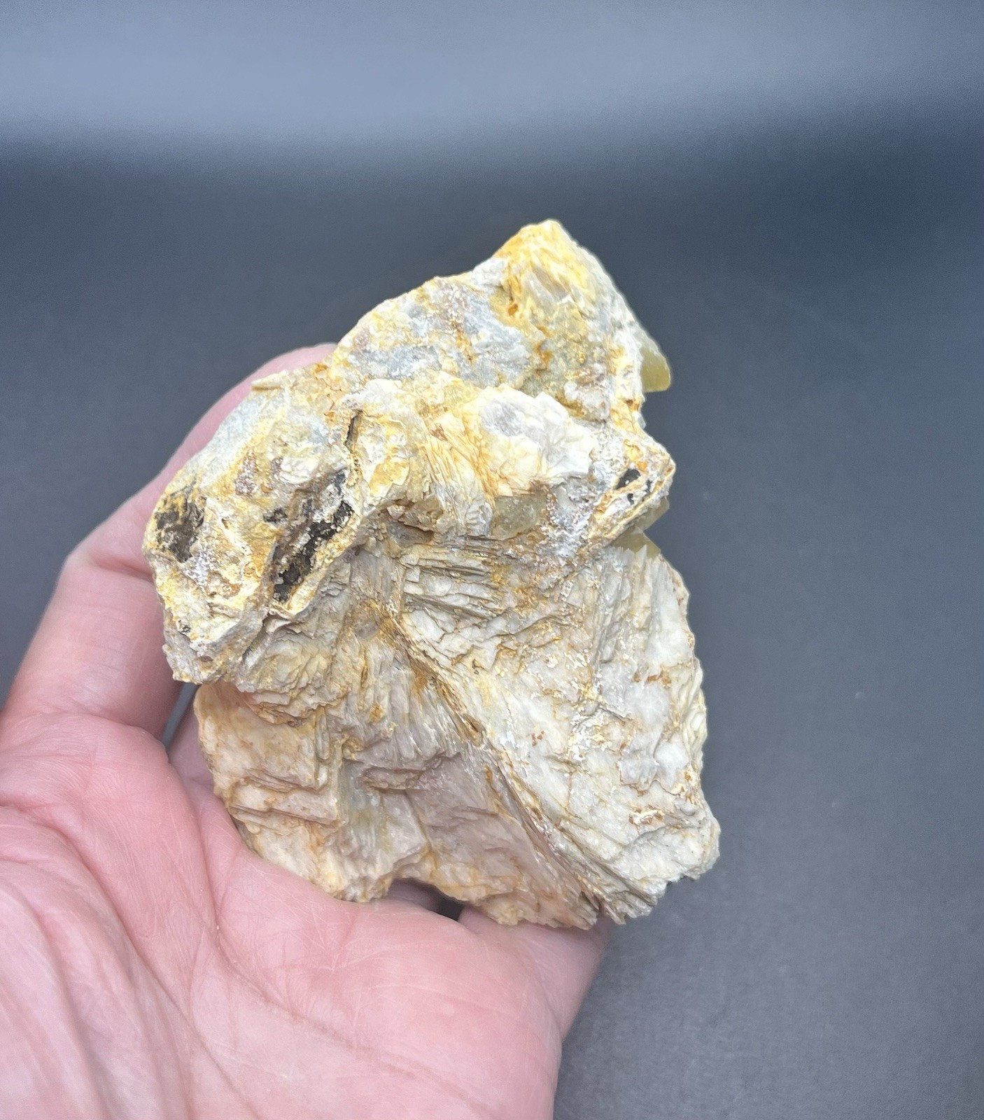 Yellow Fluorite Cubed Stone on Barite from Morocco 309g Over 3in -Fluorescent