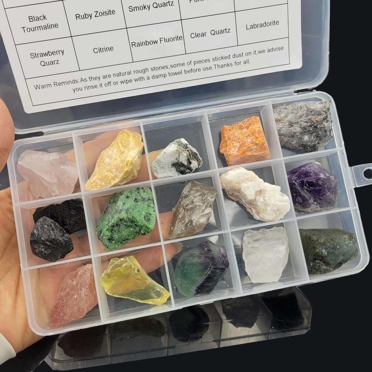 Rock & Mineral Collection Kit, 15PCS Natural Rocks, Raw Crystals & Gemstones for