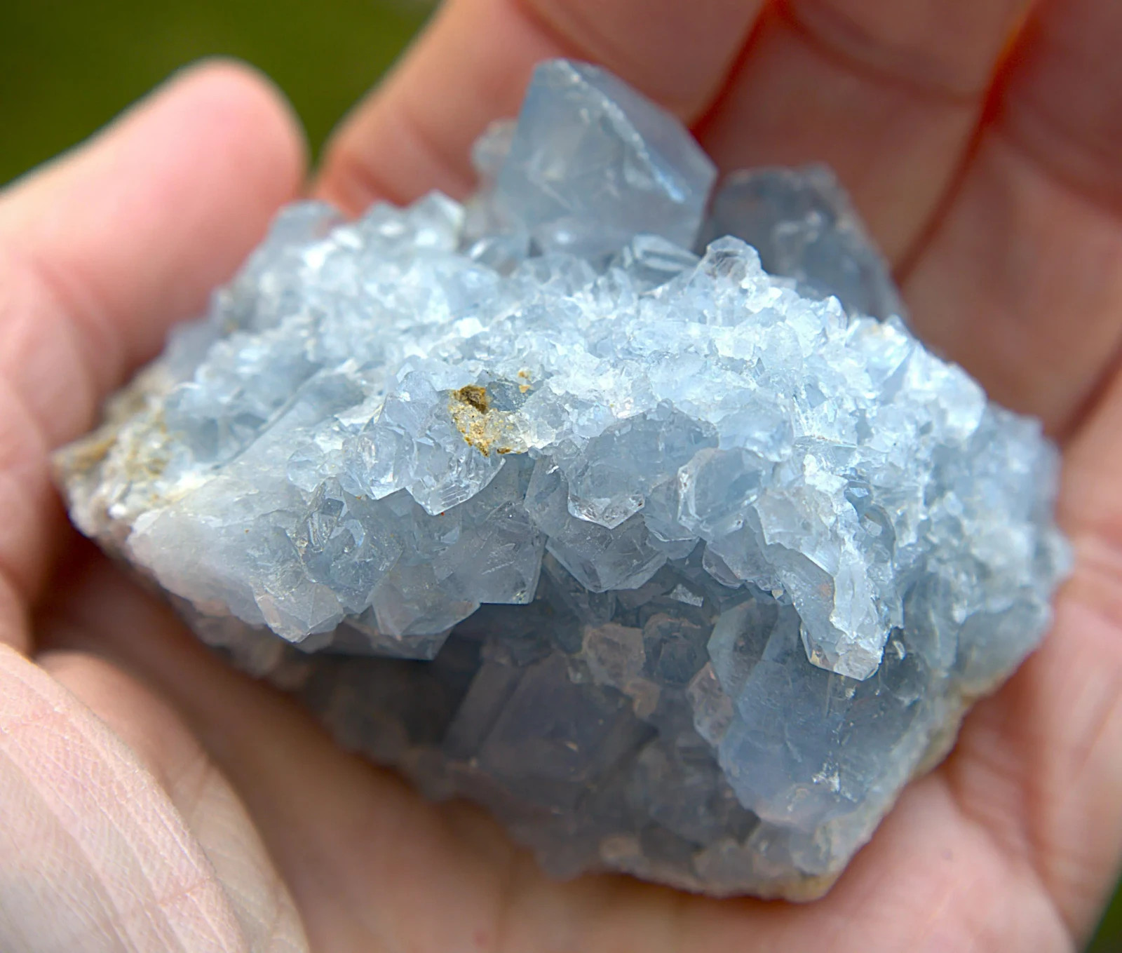 Blue Celestite Geode Cluster: Natural Healing Crystal (8.9oz, 2.75x2in)
