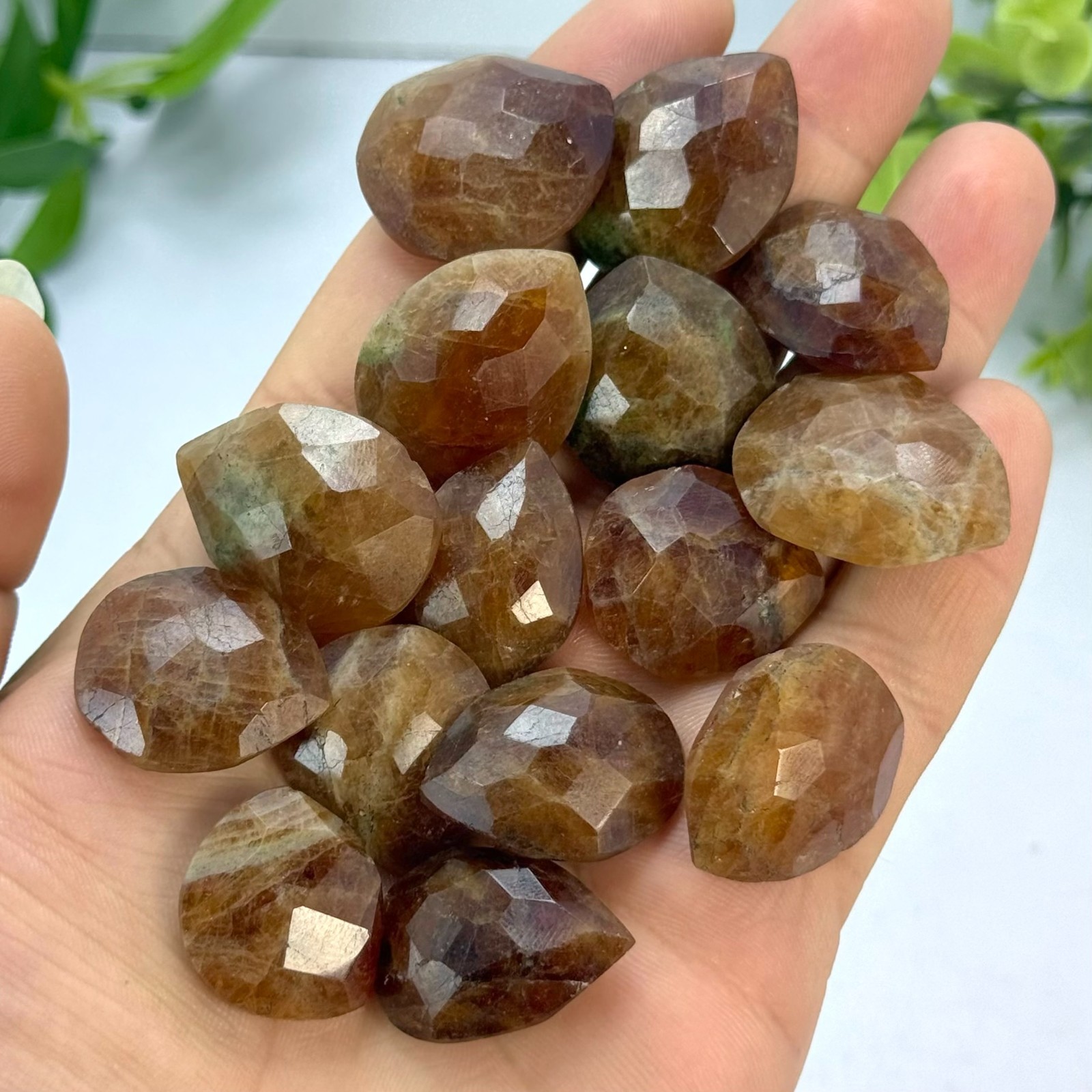 Faceted Spessartine Garnet Tear Drop Crystals for Jewelry Making, 14 Piece