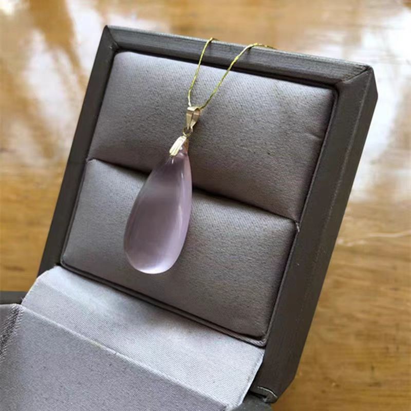 Natural Star Rose Quartz Teardrop Pendant Versatile Necklace/Sweater Chain