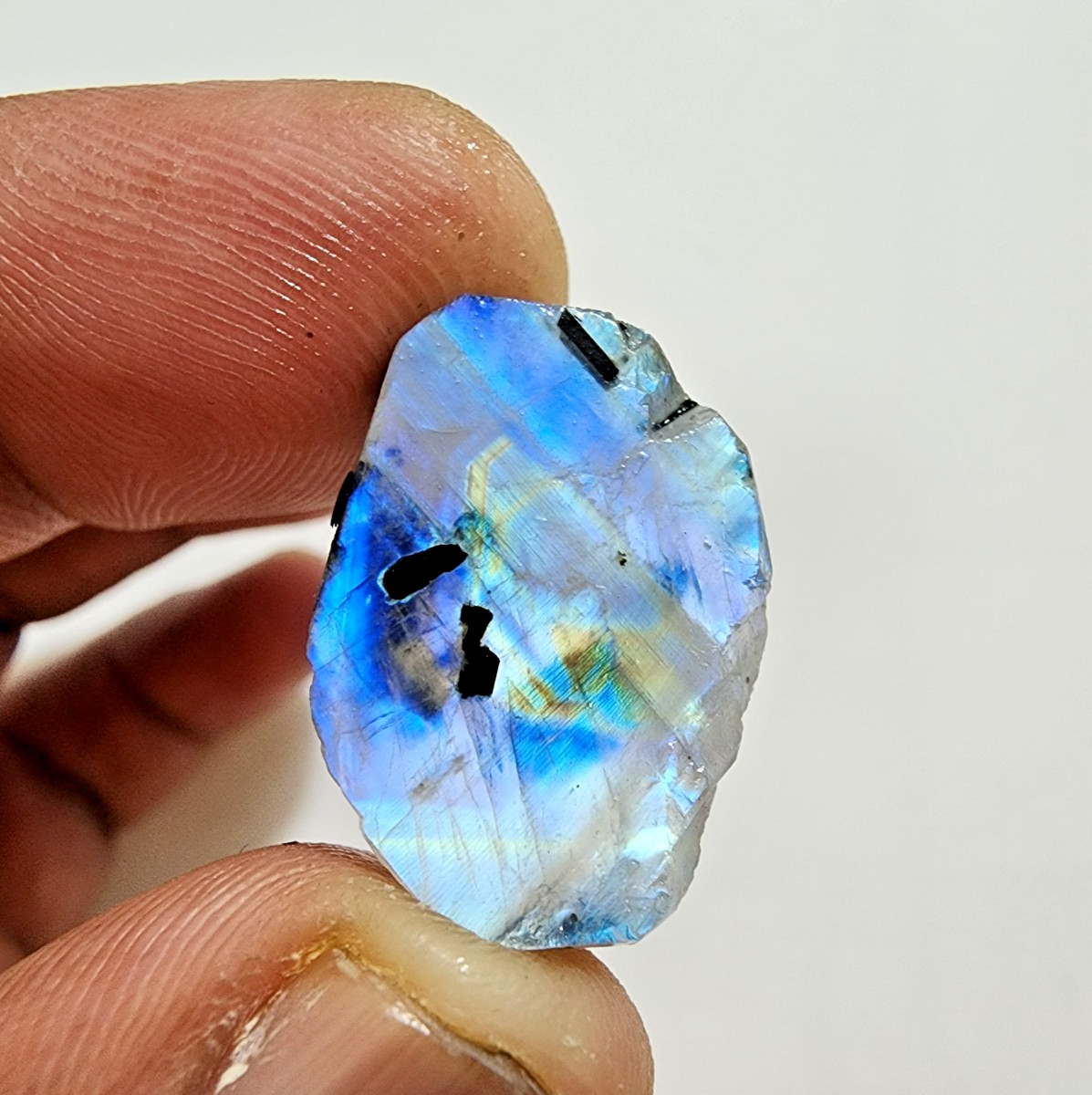 26 Crt Attractive Blue Fire White Rainbow Moonstone Rough Loose Gemstone Jewelry