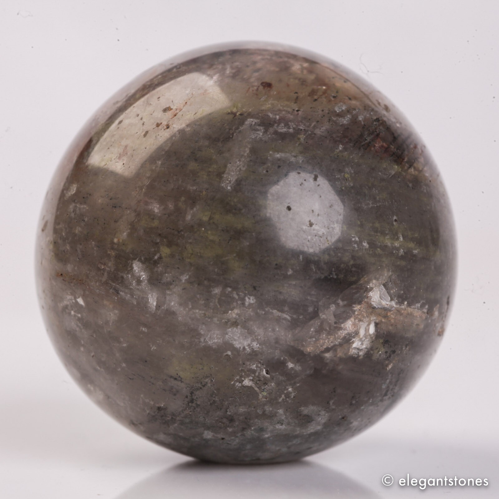 53g34mm Natural Garden/Phantom/Ghost/Lodolite Quartz Crystal Sphere Healing Ball