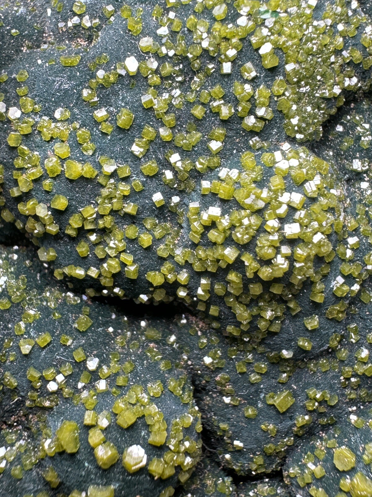 RARE Pyromorphite on Malachite Crystal – Rum Jungle Australia Mineral Specimen