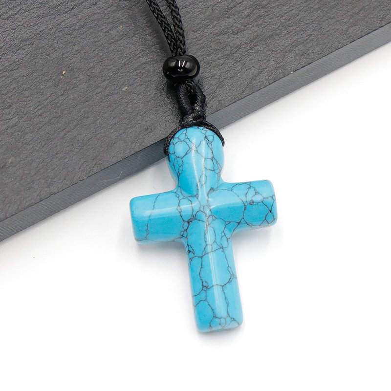 Natural Quartz Crystal Gemstone Crucifix Pendant Healing Reiki Necklace Amulet