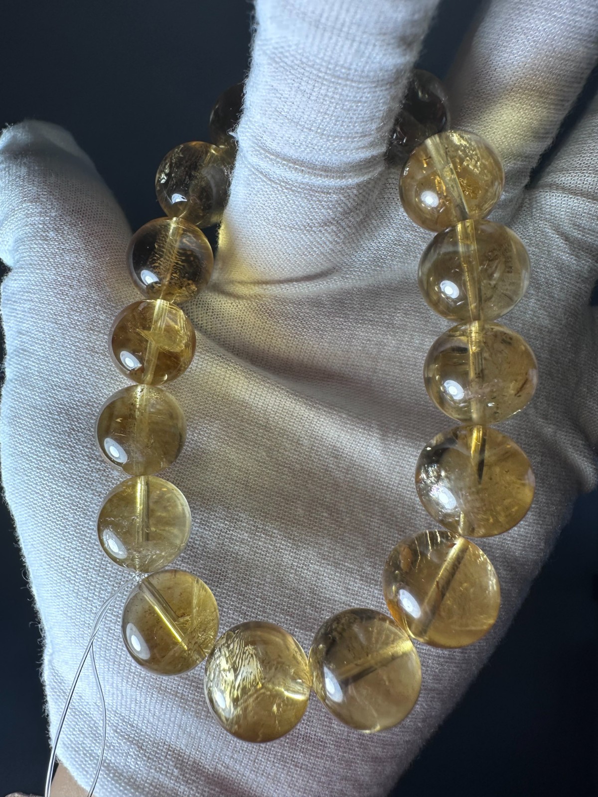 Premium Natural Citrine Quartz Bracelet 13.5mm Large Beads High Quality Genuine