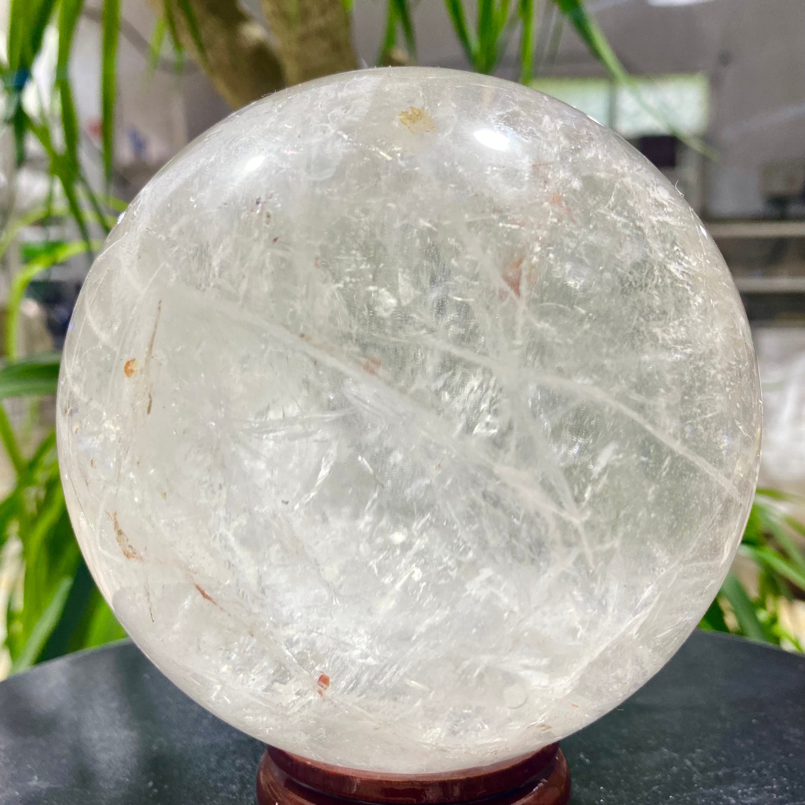 3.99LB white crystal transparent quartz crystal ball Reiki repair