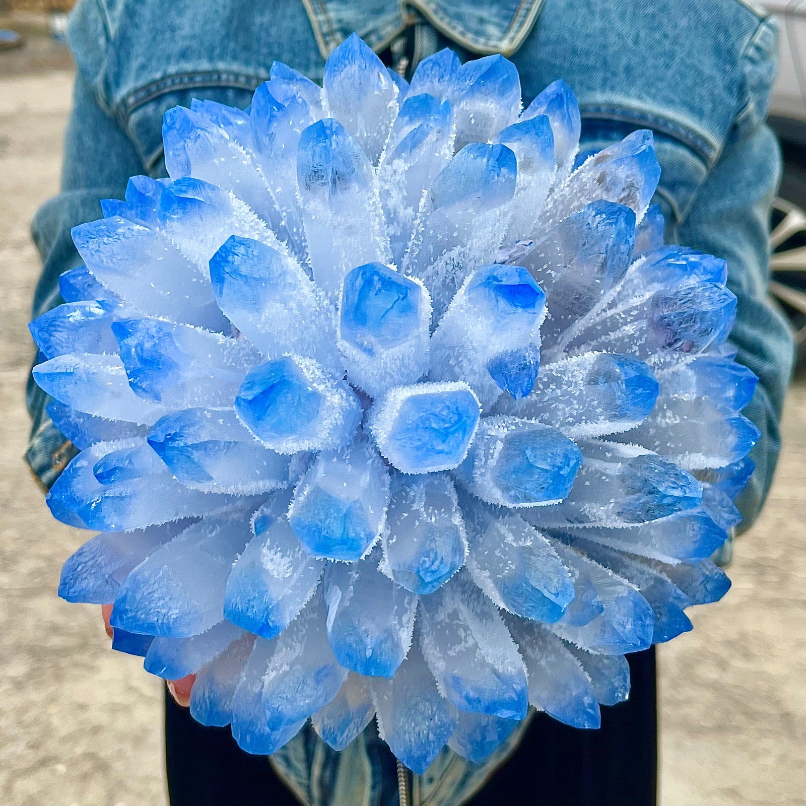 12.54LB eatiful blue Tibetan Ghost phantom Quartz Crystal Cluster Specimen
