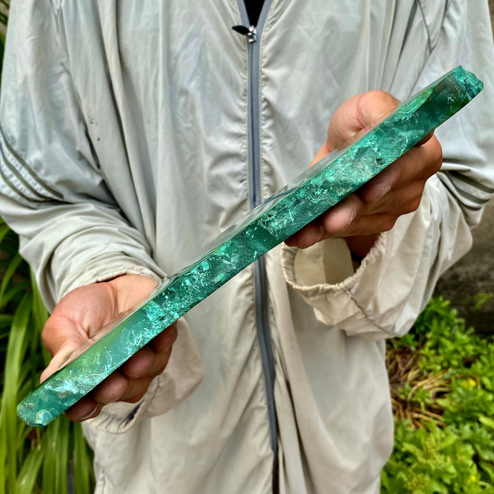 2.6LB Natural malachite slice quartz crystal luster mineral specimen