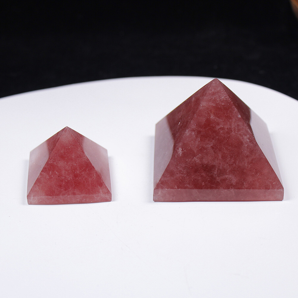 3-5CM Natural Strawberry Quartz Pyramid Healing Specimen Decoration DIY