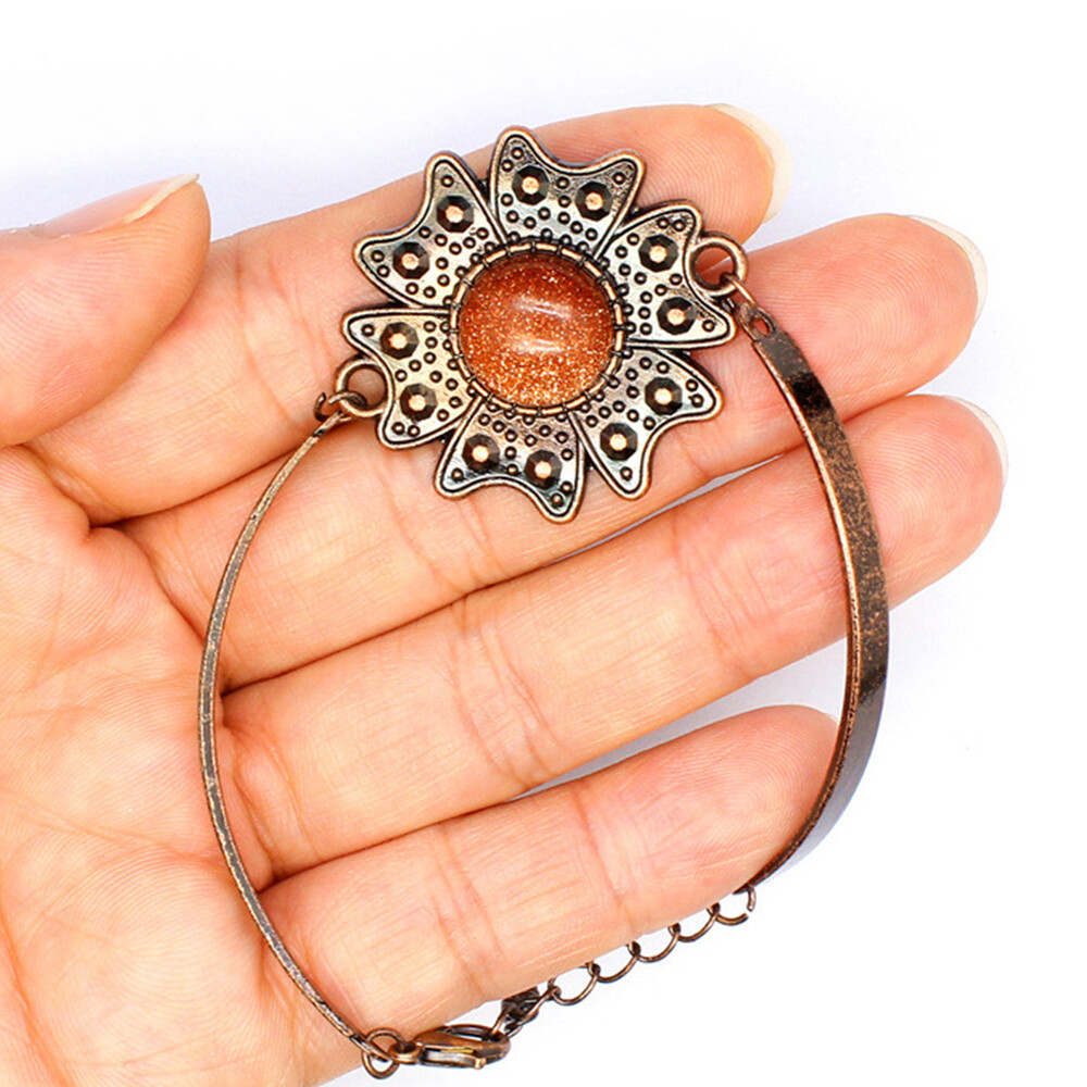 Chakra Flower Round Bead Bracelet Natural Crystal Bangle Quartz Healing Reiki