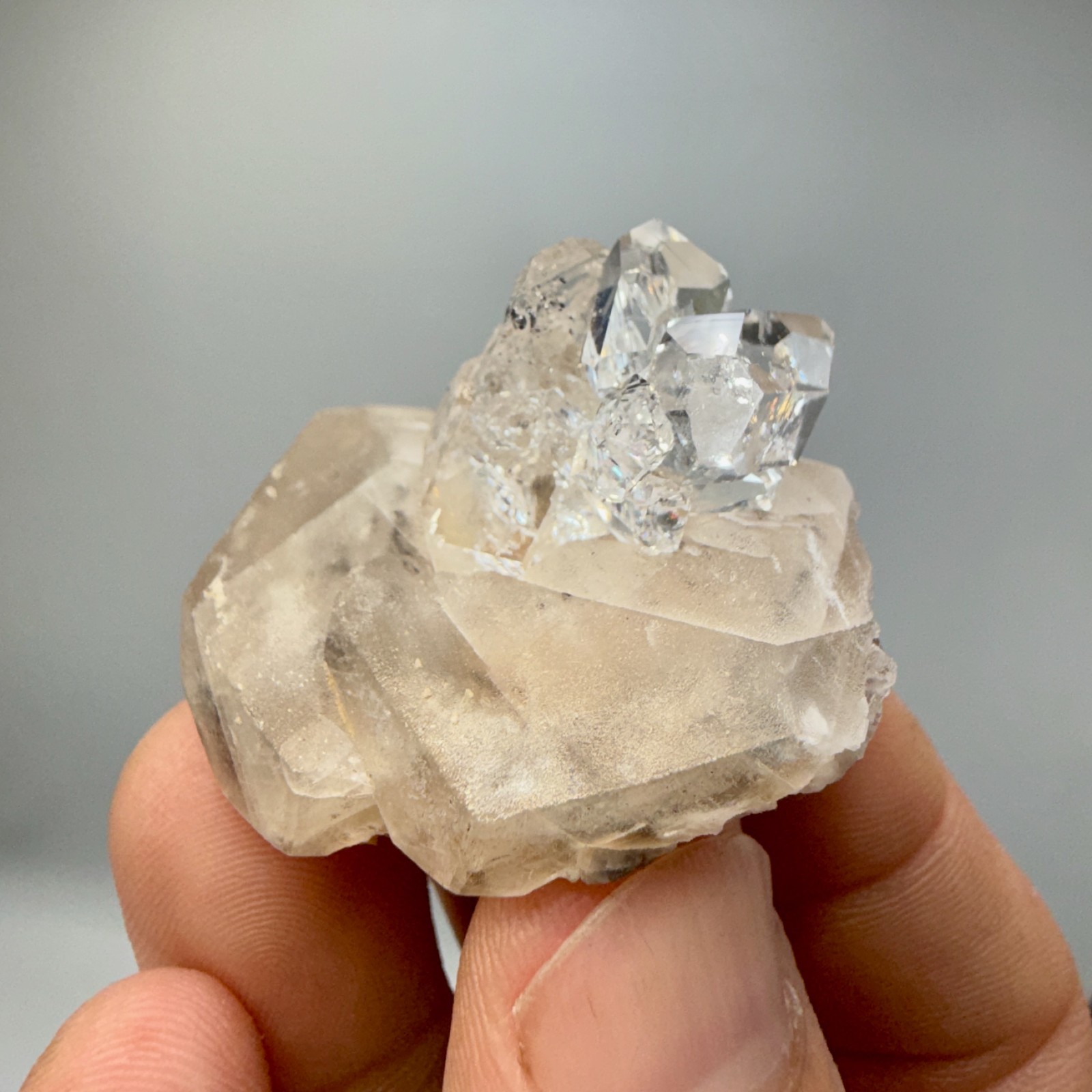 Herkimer Diamond Gem Cluster Perched on Calcite Crystals, Unique + 100% Natural!