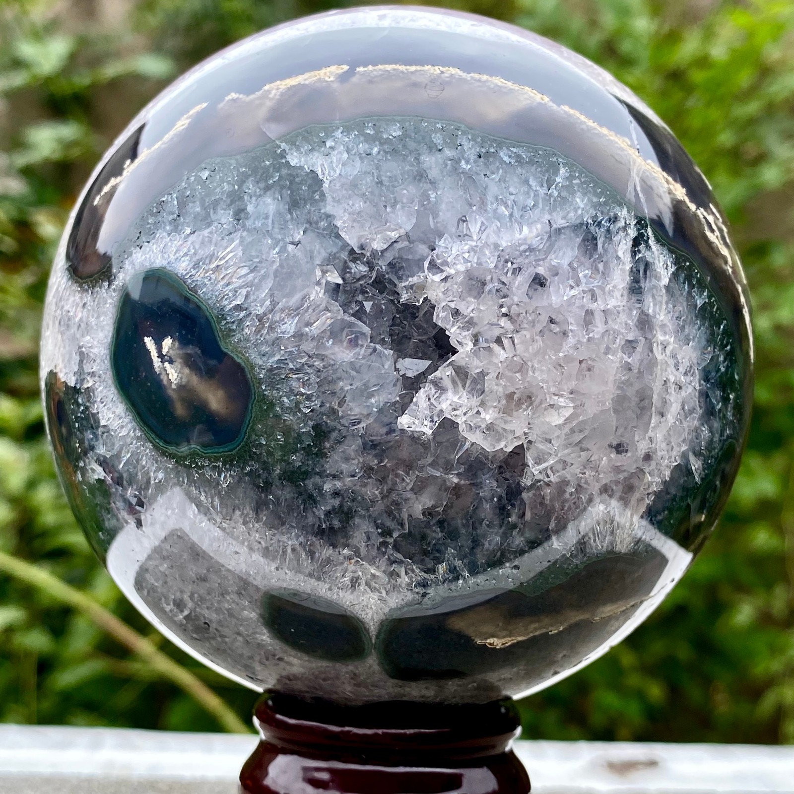 2.6LB Amethyst Agate Sphere Polished Healing Crystal Ball Home Feng Shui Ornam