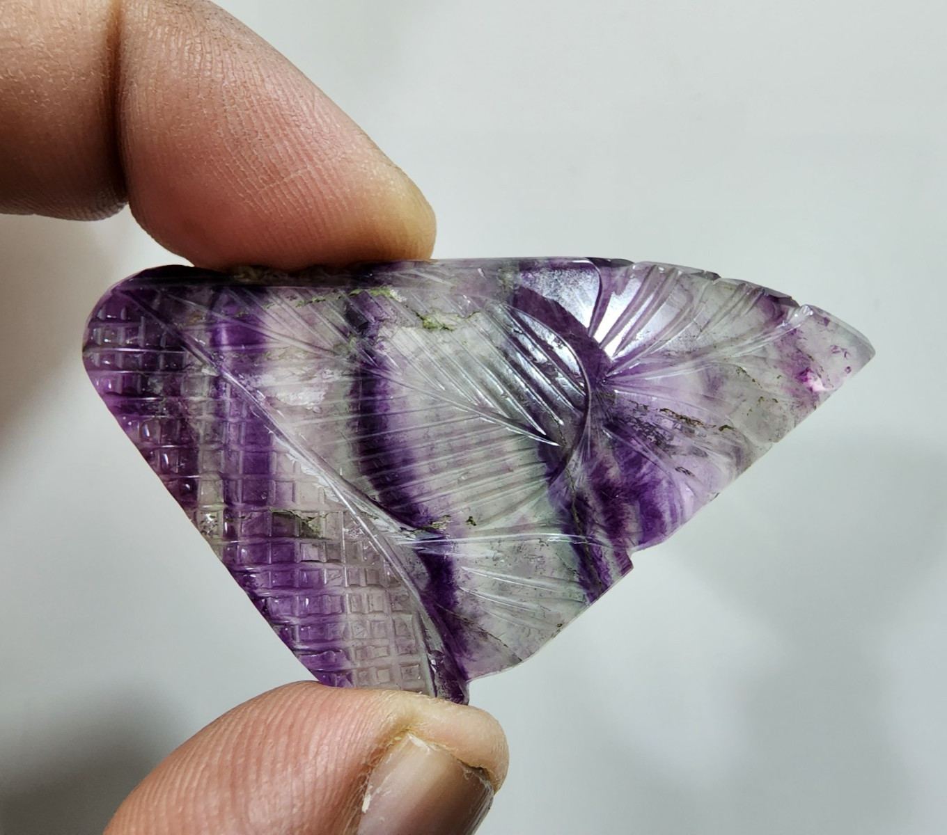 Fantastic Designing Carving Rainbow Fluorite Fancy Shape 132 Crt Loose Gemstone