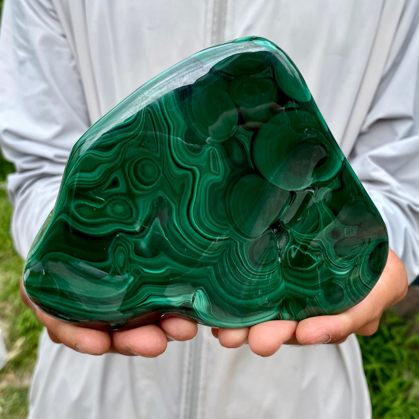 2.53LB Natural Glossy Malachite Cat Eye Transparent Cluster Rough Mineral Sample