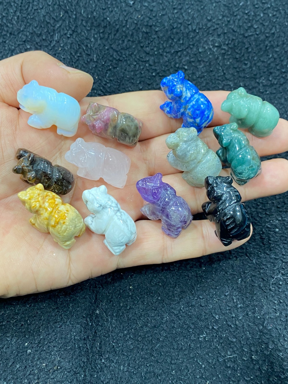 5pcs Natural Mixed Quartz Crystal Carved Bear skull reiki healing Decoration