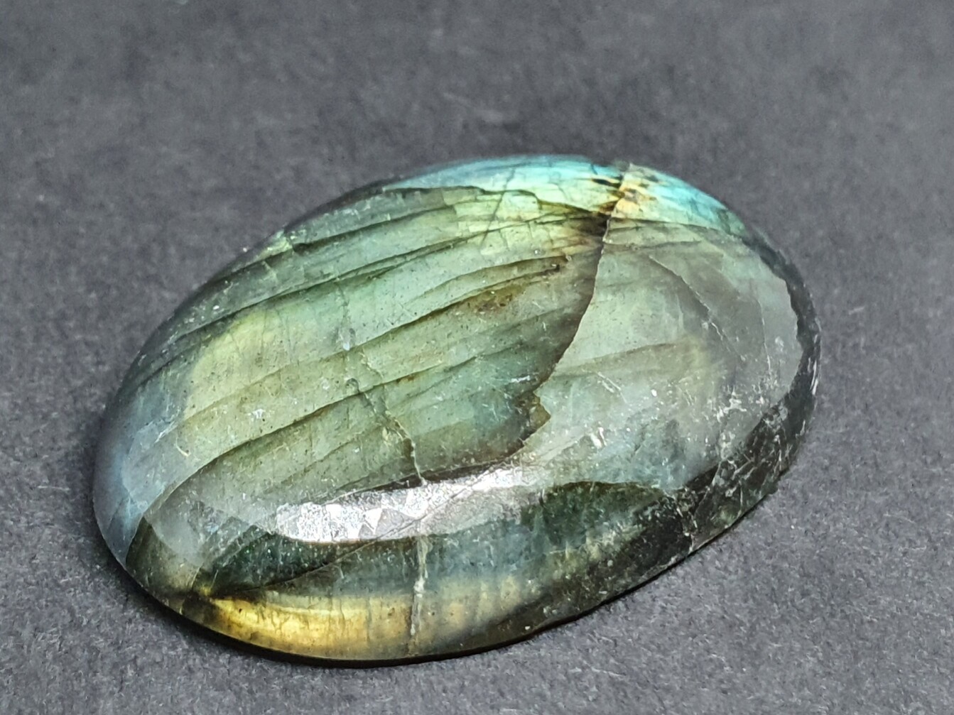 Labradorite Cabochon Oval High Grade 42 x 24 x 9mm 65 Ct Palm Stone Gemstone LB1