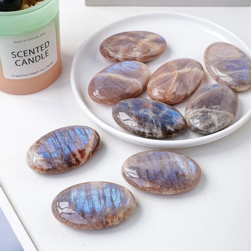 Healing Moonstone Palm Stone Birthstone Crystal Meditation Reiki Worry Stone HOT