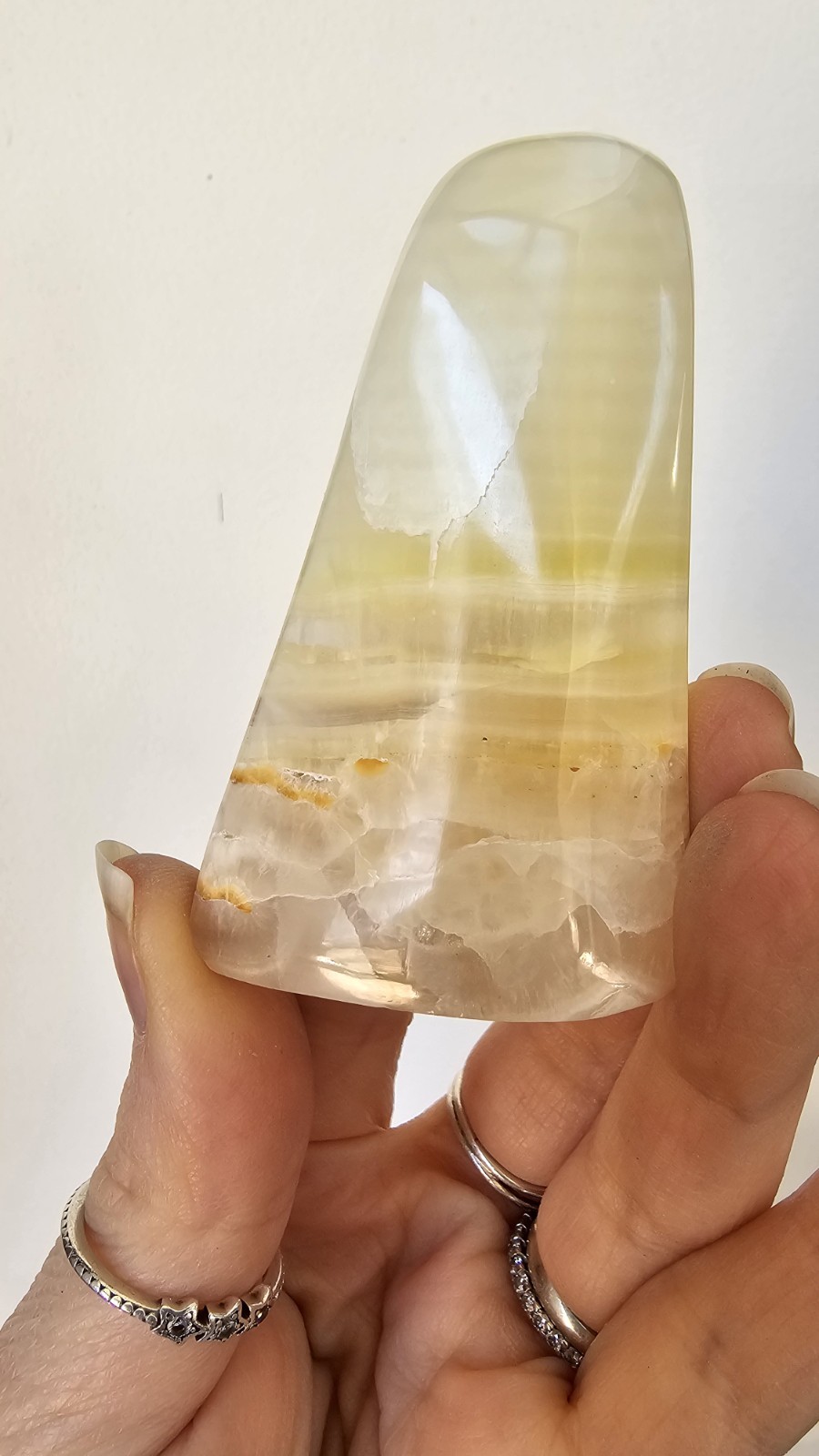 RARE Beautiful Lemon Calcite crystal Freeform Yellow Banding 55g 6.8cm