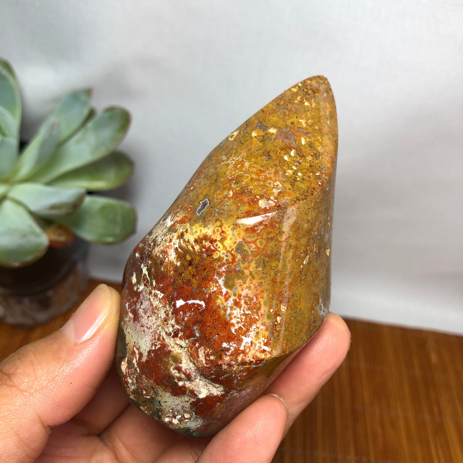 Natural Ocean Jasper torch Hand carve polish/rough Crystal free standing A7184