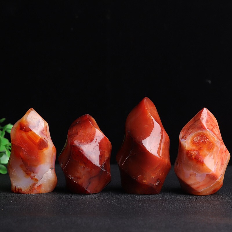 Carnelian Flame Shape Red Agate Healing Crystal Tower Specimen Home Decor Gift