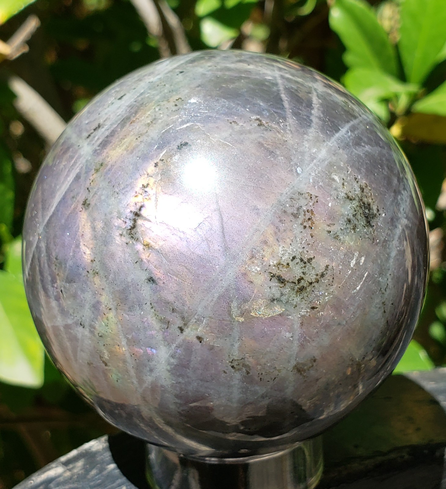 2.6″ Labradorite Mineral Crystal Iridescence Sphere Ball Orb Flash, 421g