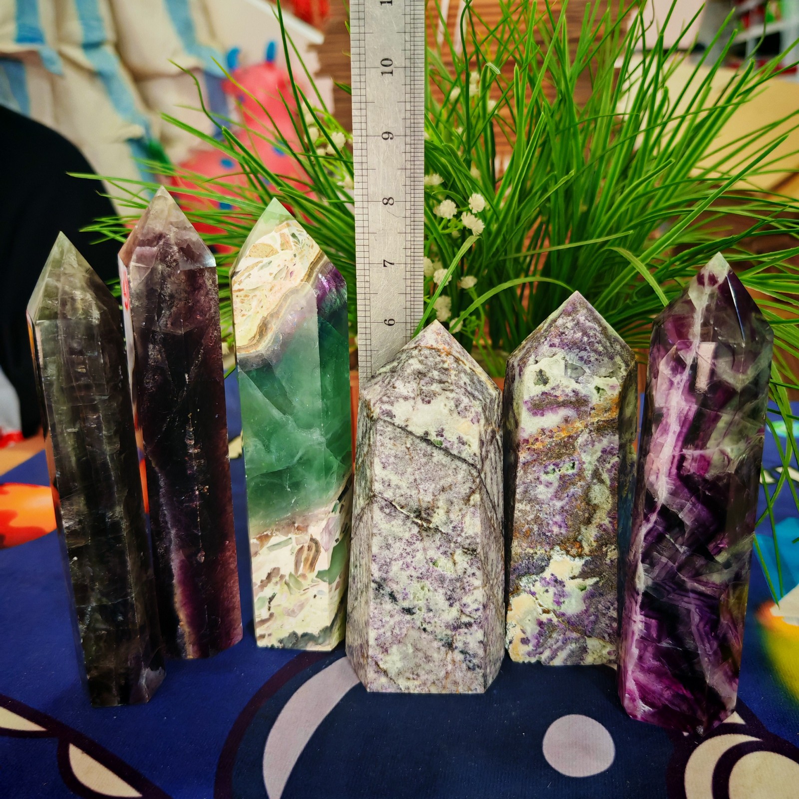 10.5LB Polishing and Restoration Combination of Natural Colored Fluorite Crystal
