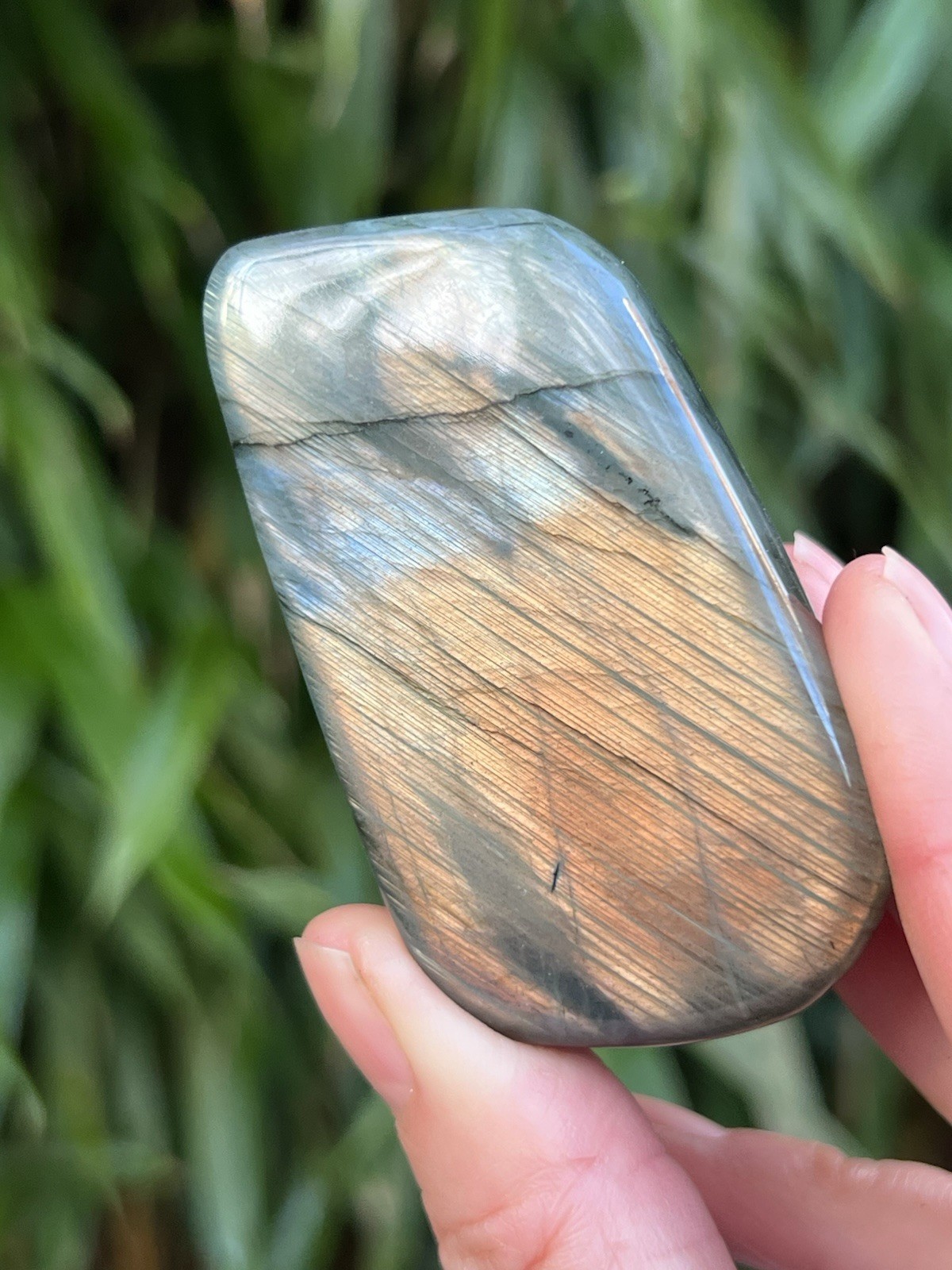 Silver Blue Orange Labradorite Freeform Iridescent Crystal AAA+ 16