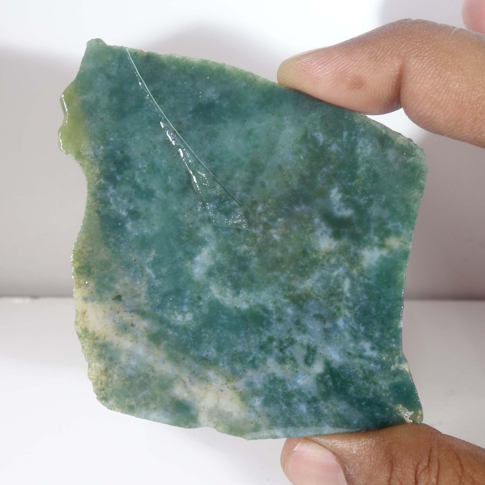 Seaweed Green Moss Agate Slice Slab Rough Natural Gemstone Loose 208.70 Cts