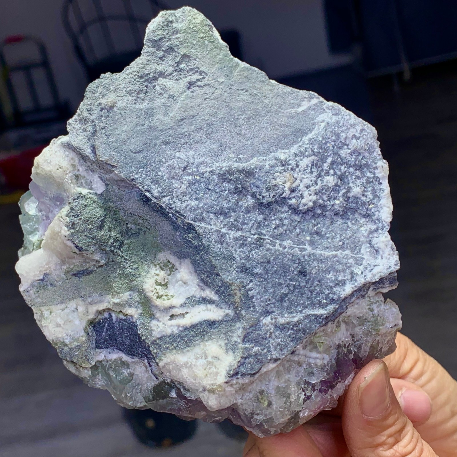 1.87LB Natural transparent green cubic fluorite mineral crystal sample/China