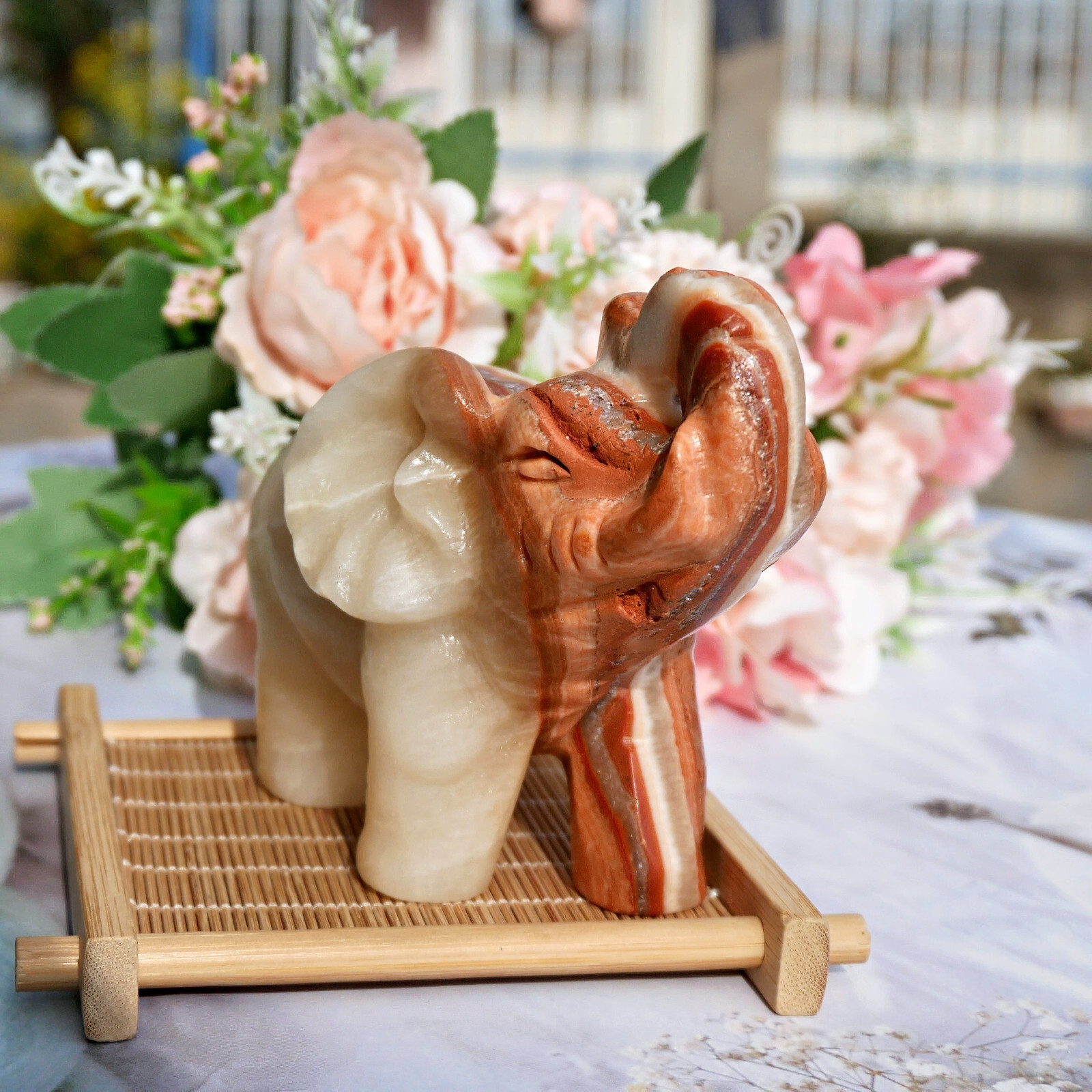 5″ Afghan Jade Elephant Statue Natural Stone Carving Luck Prosperity Feng Shui