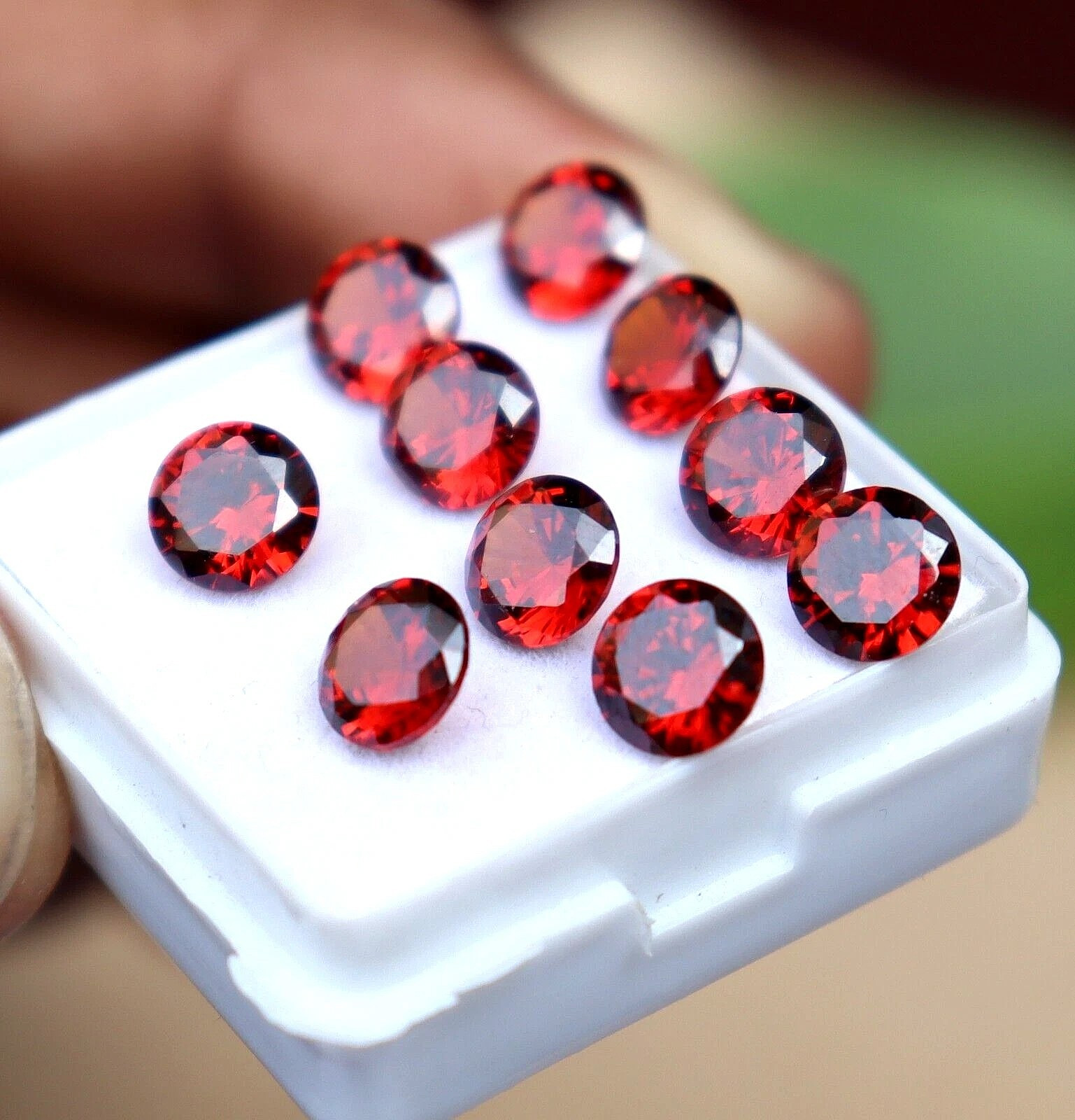 Round Cut Natural Hessonite Garnet 10 Pcs Untreated Loose Gemstones