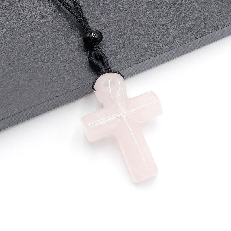 Natural Quartz Crystal Gemstone Crucifix Pendant Healing Reiki Necklace Amulet