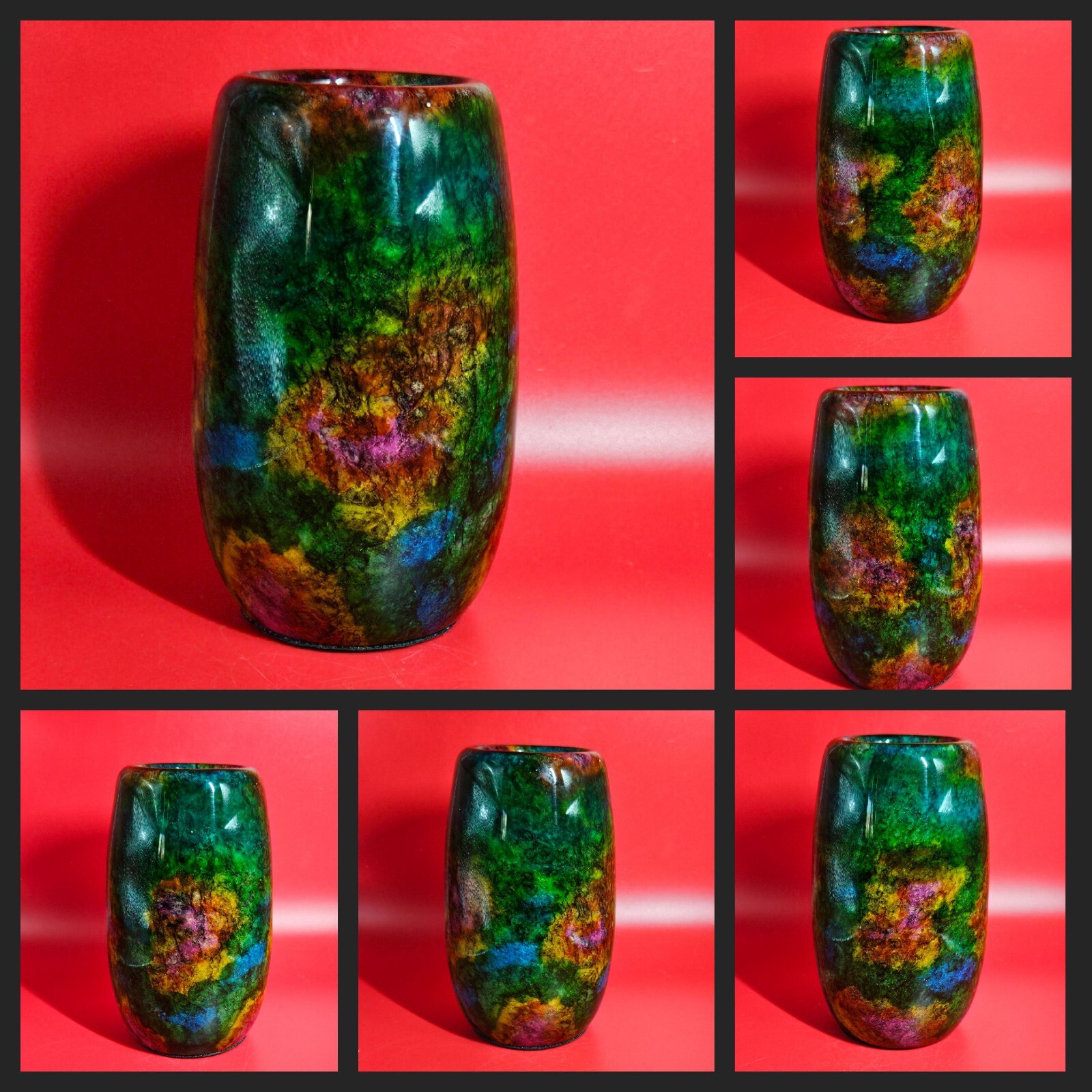 Beautiful Rare Polished Taiwan Seven Colours Natural Jade Stone Vase Bottle 2+LB