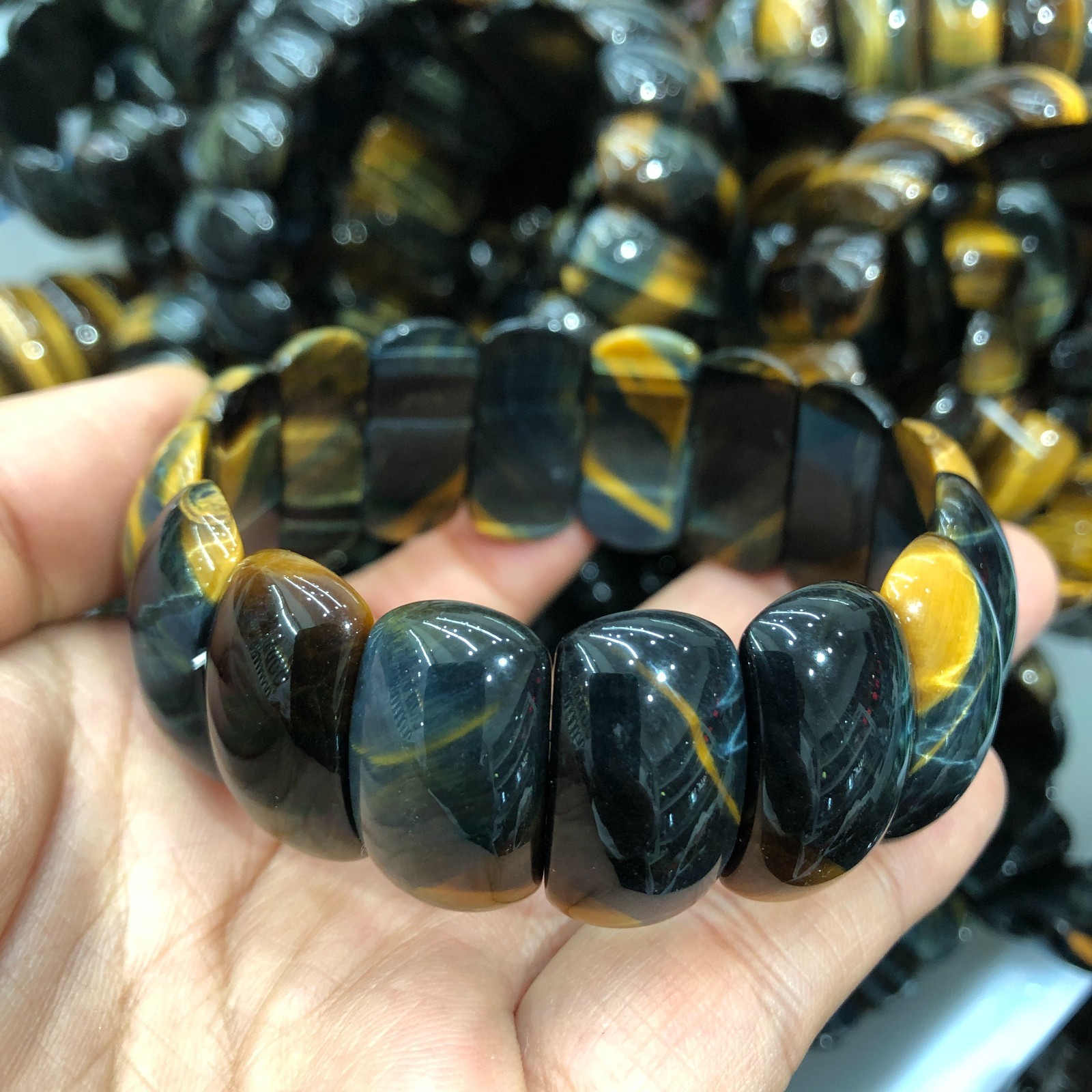 1Pcs Natural Tiger’s Eye Stone Bracelet Brown Gemstone Stretch Bracelet Handmade