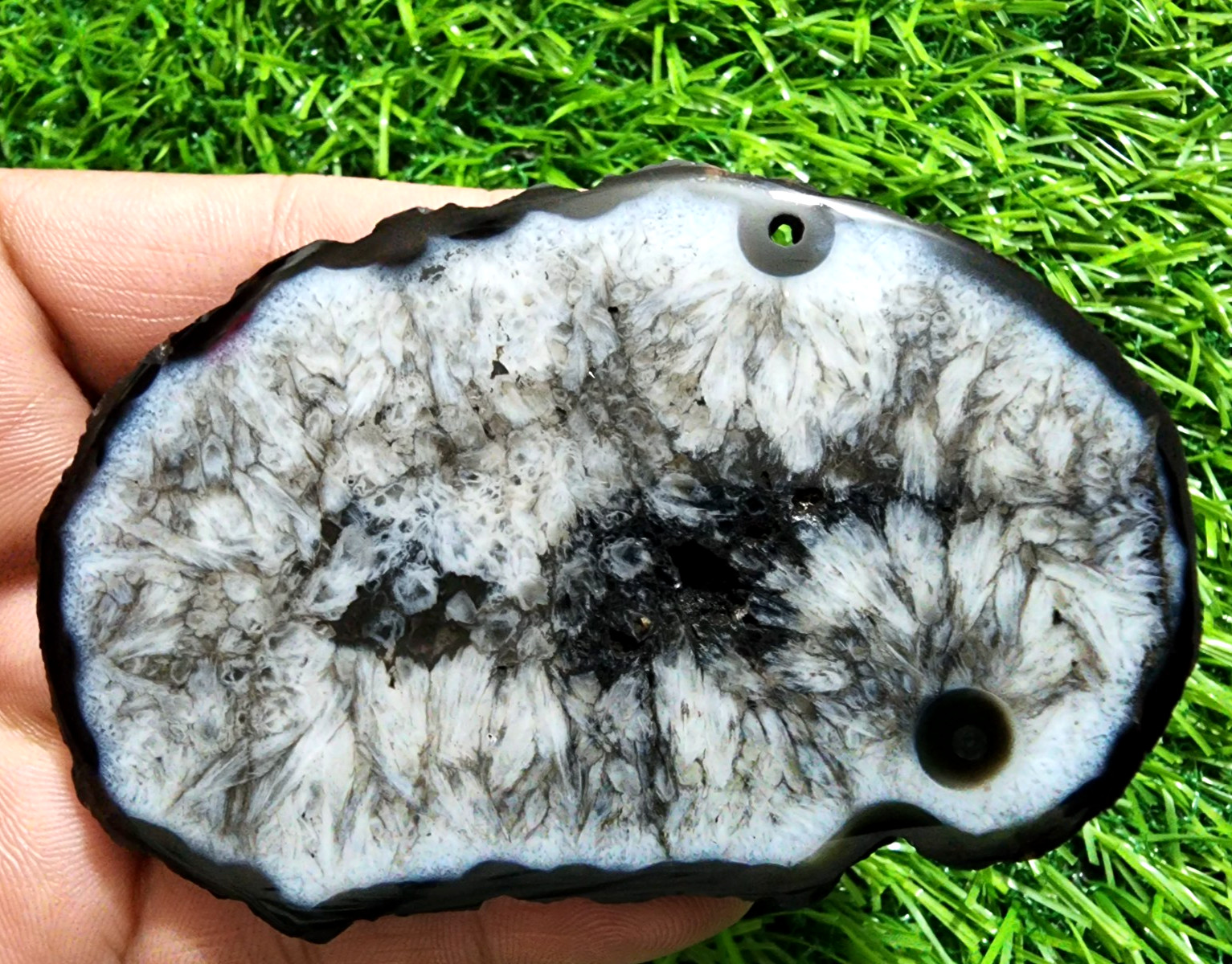 386ct Awesome Slice Agate Druzy, Polished Geode Slab Crystal for Jewelry Making