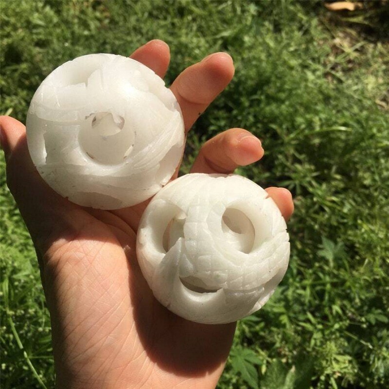 1PC 50mm+ White Jade Quartz Sphere Heal Collection Divination Prophecy 100g+