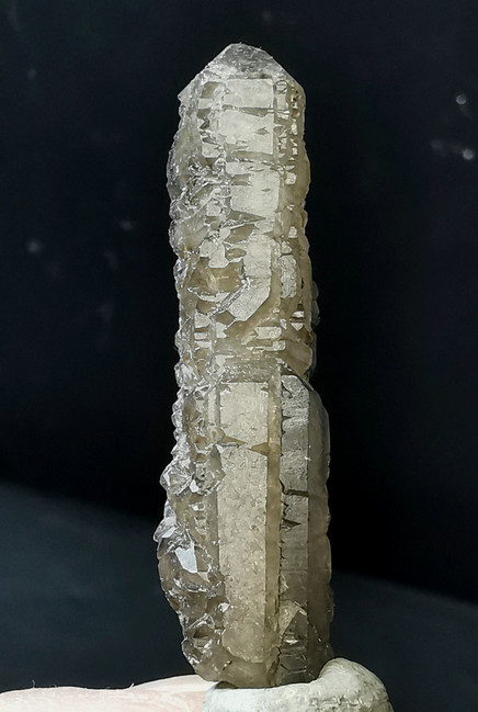 Smoky Elestial Quartz Crystal Point with Etching and Regrowth Inner Mongolia