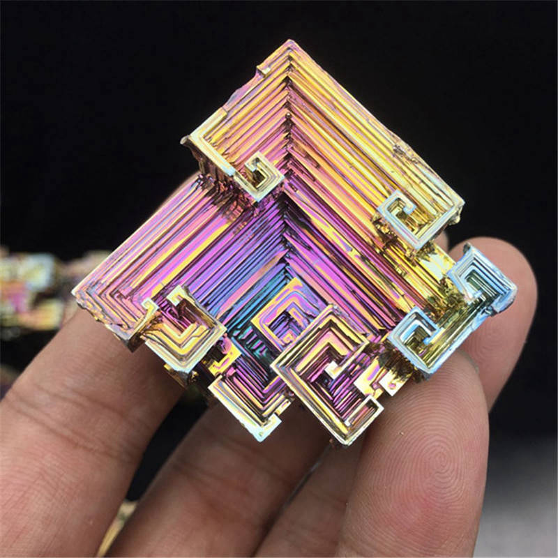 Natural Rainbow Aura Titanium Bismuth Crystal Cluster Energy Meditation Stone