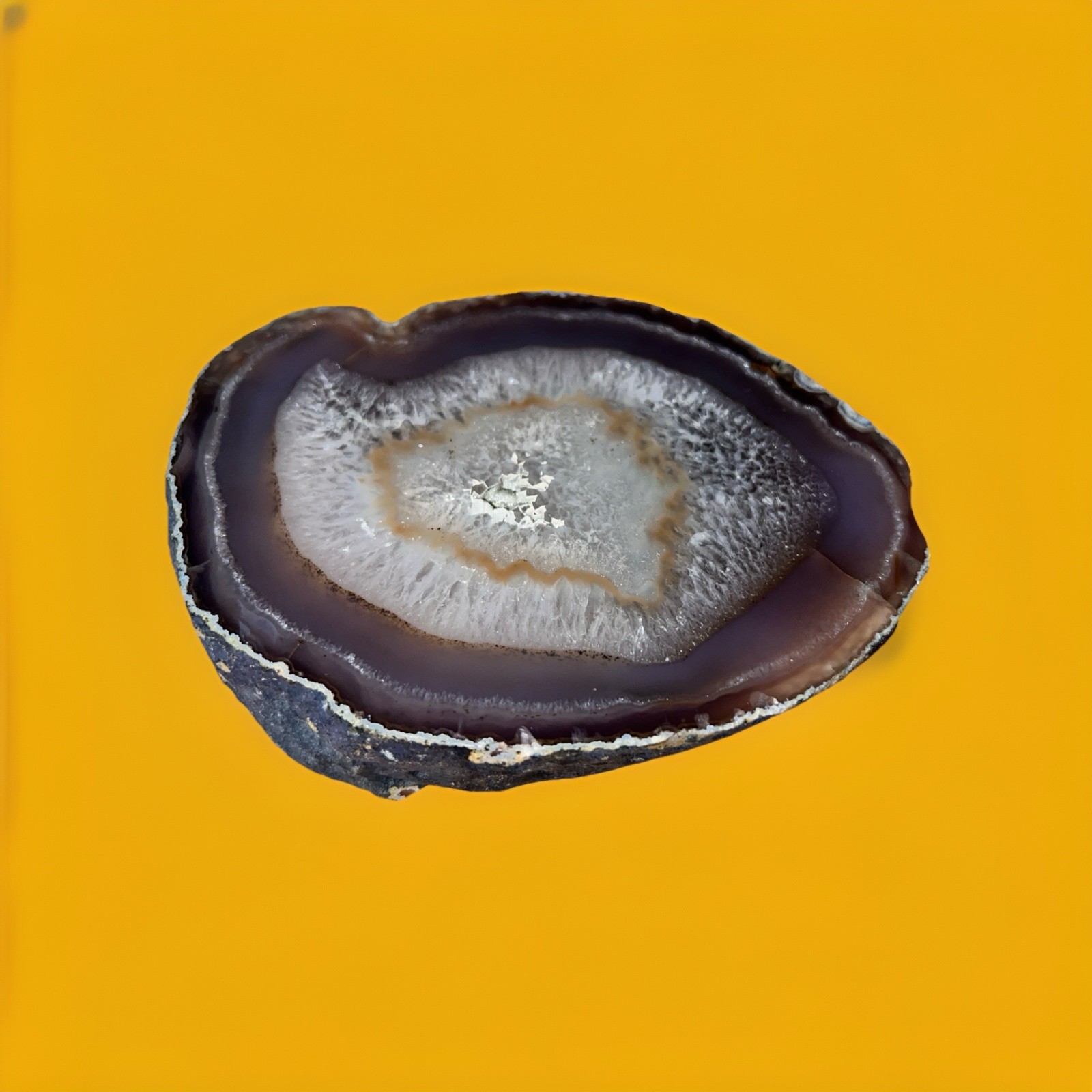 Large Thick Gray White & Tan Sliced Geode Rock Specimen – 1” x 5” x 3-3/4” Inch